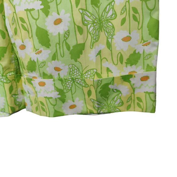 Lilly Pulitzer White Label Sz 10 Green Butterfly Daisy Pedal Pushers Capri Pants - Picture 5 of 7